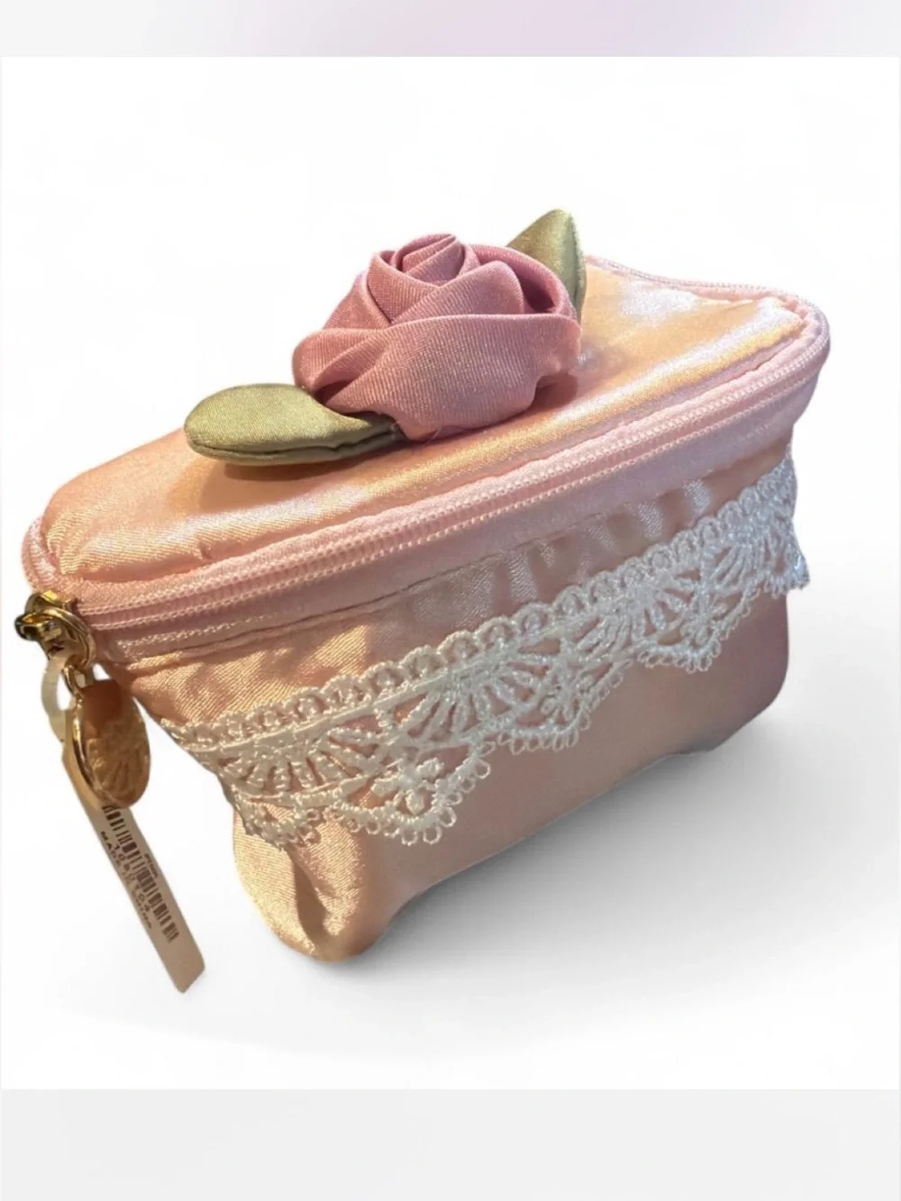 Women's Purple Bow Clutch with Pink Rose Pouch make up bags since cake purple